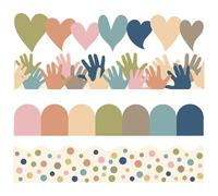 Laroal Bordure adhésive pour Tableau d'affichage, 4 Styles, Bordures colorées pour décoration de Salle de ordure à confettis (7 cm x 10 m)