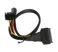 Laroal Câble SSD NVMe pour serveur interne Mini SAS HD SFF-8643 vers SAS 8639 12 Gb/s avec alimentation SATA 15 broches (câble 50 cm)