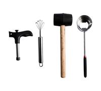 Laroal Ensemble d'outils en Acier Inoxydable pour Ouvrir Les Noix de Coco - Kit Complet avec ouvre-Coquille, Marteau, broyeur et ouvre-Trou pour Une Utilisation Facile et sûre
