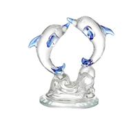 Laroal Figurines de Dauphins Doubles en Verre, Objets de Collection, Ornement en Verre pour Animaux Marins