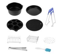 Laroal Kit d'accessoires pour friteuse sans Huile de 18 cm de 3,5 à 4,5 L Airfryer, Lot de 10 avec Plateaux carrés, Panier en Silicone, revêtement antiadhésif, Passe au Lave-Vaisselle