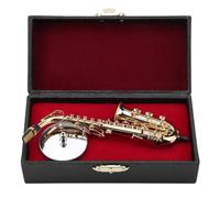 Laroal Saxophone Alto Miniature Modèle Décoratif Laiton Plaqué Or Mini Saxophone pour Mélomanes Cadeau de Noël pour Enseignants avec Support et Étui Réplique de Collection