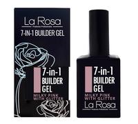 LaRosa GEL ONGLE UV Construction 7 en 1 en Flacon BUILDER GEL Fortifiant 15ml - ROSE LAITÉ AVEC PAILLETTES