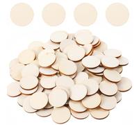 Larrel Lot de 100 petits disques ronds en bois naturel non traité de 2,5 cm - Mini disques ronds pour bricolage, peinture, artisanat, décoration de Noël, décoration d'intérieur