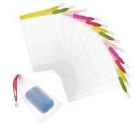 Larrel Lot de 12 sachets à savon exfoliants en nylon avec cordon de serrage - Pour le bain, le corps, le nettoyage du visage - Couleur aléatoire