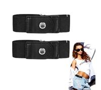 Larrel Lot de 2 ceintures sans boucle - Ceinture élastique pour femme - Réglable - Extensible - Sans boucle - Pour homme ou femme - Invisible - Pour jeans - Ceinture extensible