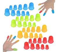 Larrel Lot de 40 dés à coudre en silicone - 5 tailles - Protection des doigts colorée - Avec points surélevés - Réutilisable - Pour compter l'argent, écrire, trier et tourner les pages