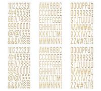 Larrel Lot de 6 autocollants dorés en forme de lettres et de chiffres 3D - Autocollants à paillettes - Autocollants étanches - En PVC - Pour scrapbooking, travaux manuels