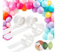 Larrel Lot de 8 rouleaux de ruban de guirlande de ballons avec 4 rouleaux de pastilles adhésives double face pour mariage, anniversaire, mariage, fête d'anniversaire, décoration de Noël