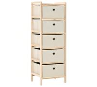 Larryhot Étagère de rangement 5 paniers tissu bois de cèdre beige, belle et pratique, idéale pour le rangement et la décoration de la maison, 32 x 26 x 93 cm Cette étagère de rangement en bois de cèdr