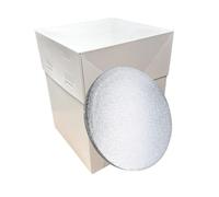 LARRYROO Boîte à gâteau blanche de 30,5 x 30,5 cm de haut avec hauteur réglable et plateau à gâteau rond argenté - Hauteur de 20 cm à 30 cm