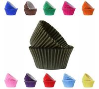 LARRYROO Caissettes de cuisson pour cupcakes colorées et vibrantes, caissettes à muffins en papier résistant à la graisse de 50 mm (50, noir)