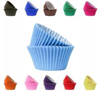 LARRYROO Caissettes de cuisson pour cupcakes colorées et vibrantes, moules à muffins en papier résistant à la graisse de 50 mm (50, bleu ciel)