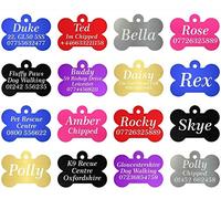 LARRYROO Médaille pour chien en forme d'os gravée personnalisée de qualité pour collier (rouge)