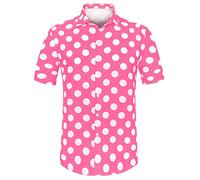Lars Amadeus Chemise à Pois d'été pour Hommes boutonnée à Manches Courtes Motif Chemises hawaïennes Rose XXL