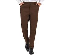 Lars Amadeus Pantalon habillé pour Hommes Coupe Classique Pantalon de Bal de Couleur Unie à Devant Plat Marron L