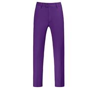 Lars Amadeus Pantalons habillés pour Hommes Coupe ajustée Chino à Devant Plat Pantalon de Costume de Mariage d'affaires Mauve XXL