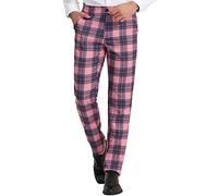 Lars Amadeus Pantalons habillés pour Hommes Pantalons décontractés à Carreaux Extensibles à l'avant Plat Rose Marine L