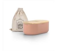 LARS NYSØM Boîte à Pain I Boite a Pain avec Sac en Lin pour Une fraîcheur Durable I Couvercle en Bambou de Haute qualité pouvant être utilisée comme Planche à découper | 36x19x13cm (Blush Rose)