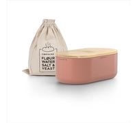 LARS NYSØM Boîte à Pain I Boite a Pain avec Sac en Lin pour Une fraîcheur Durable I Couvercle en Bambou de Haute qualité pouvant être utilisée comme Planche à découper | 36x19x13cm (Brick Red)