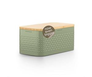LARS NYSØM Boîte à Pain I Boite a Pain pour Une fraîcheur Durable avec patins antidérapants I Couvercle en Bambou utilisable comme Planche à découper | 34,5x18,5x15,8cm (Sage Green)