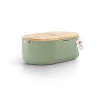 LARS NYSØM Boîte à Pain I Boite a Pain pour Une fraîcheur Durable I Couvercle en Bambou de Haute qualité pouvant être utilisée comme Planche à découper | 36x19x13cm (Sage Green)