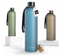 LARS NYSØM Gourde 1l | Bouteille d'eau 1000ml | Gourde de sport ultralégère en Tritan | Idéal pour le sport, le bureau, le yoga, les enfants | 2 couvercles inclus (Calypso Blue, 1000ml)