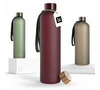 LARS NYSØM Gourde 1l | Bouteille d'eau 1000ml | Gourde de sport ultralégère en Tritan | Idéal pour le sport, le bureau, le yoga, les enfants | 2 couvercles inclus (Berry Red, 1000ml)
