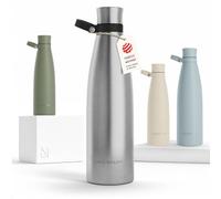 LARS NYSØM Gourde INOX 1000ml | 1L Bouteille d’eau isolée | Gourde étanche pour Le Sport, la Bicyclette, Les Enfants (Stainless Steel, 1000ml)