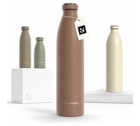 LARS NYSØM Gourde INOX 1000ml | 1L Bouteille d’eau isolée | Gourde étanche pour Le Sport, la Bicyclette (Mocha Brown, 1000ml)