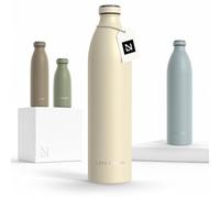 LARS NYSØM Gourde INOX 1500ml | 1.5L Bouteille d’eau isolée | Gourde étanche pour Le Sport, la Bicyclette, Les Enfants (Almond Beige, XL 1500ml)