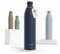 LARS NYSØM Gourde INOX 1500ml | 1.5L Bouteille d’eau isolée | Gourde étanche pour Le Sport, la Bicyclette (Midnight Blue, XL 1500ml)