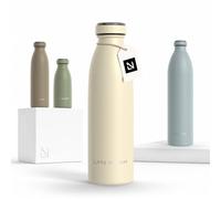 LARS NYSØM Gourde INOX 500ml | 0.5L Bouteille d’eau isolée | Gourde étanche pour Le Sport, la Bicyclette, Les Enfants (Almond Beige, 500ml)
