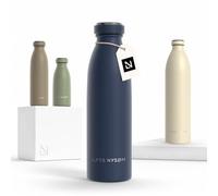 LARS NYSØM Gourde INOX 500ml | 0.5L Bouteille d’eau isolée | Gourde étanche pour Le Sport, la Bicyclette (Midnight Blue, 500ml)