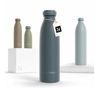 LARS NYSØM Gourde INOX 500ml | 0.5L Bouteille d’eau isolée | Gourde étanche pour Le Sport, la Bicyclette (Stone Blue, 500ml)
