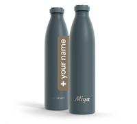 LARS NYSØM Gourde Inox Personnalisée 350 ml, 500 ml, 750 ml, 1L, 1,5L | Bouteille Isotherme pour Boissons Gazeuses avec Gravure | Bouteille d'eau comme Cadeau avec Prénom (Stone Blue, 1000ml)
