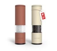 LARS NYSØM Moulin à Sel et à Poivre Set de 2 Manuel avec moulin en céramique réglable de grossier à fin I Set de salieres et poivrieres à épices Design (Red/Beige)