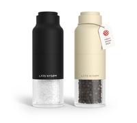 LARS NYSØM Moulin à sel et poivre en acier inoxydable avec moulin réglable I Set de moulins à épices en forme de bouteille manuel