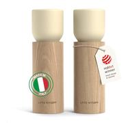 LARS NYSØM Moulin à Sel et Poivre en Bois Manuel - Ensemble de Moulins à Épices avec Broyeur Céramique Réglable - Moulins à Sel et Poivre Design en Bois de Hêtre pour Cuisine ou Table (Almond Beige)