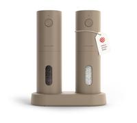 LARS NYSØM Moulin électrique sel et poivre | Automatique avec broyeur céramique réglable | Moulin à épices rechargeable USB (Taupe Brown)