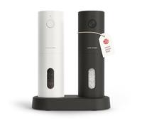 LARS NYSØM Moulin électrique sel et poivre | Automatique avec broyeur céramique réglable | Moulin à épices rechargeable USB (Black/White)