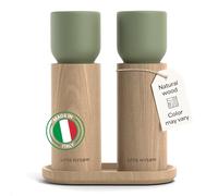 LARS NYSØM Moulin Sel et Poivre Manuel en Bois avec Plateau - Broyeurs Réglables en Céramique - Moulins Poivre Èlégant set en Hêtre pour Cuisine ou Table à manger (Sage Green)