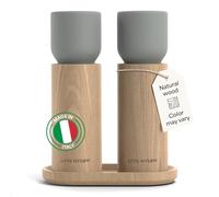 LARS NYSØM Moulin Sel et Poivre Manuel en Bois avec Plateau - Broyeurs Réglables en Céramique - Moulins Poivre Èlégant set en Hêtre pour Cuisine ou Table à manger (Ash Gray)