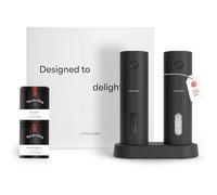 LARS NYSØM Moulins à épices électriques - Coffret cadeau avec moulins sel/poivre et 2 pots (sel, poivre) - Jolie boîte cadeau (Carbon Black)