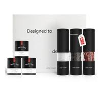 LARS NYSØM Moulins & épices Set cadeau - Set de moulins & 3 boîtes à épices (sel, poivre, chili) - Une belle boîte cadeau qui en fait une excellente idée de cadeau (Carbon Black)