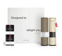 LARS NYSØM Moulins & épices Set cadeau - Set de moulins à sel et à poivre avec 2 boîtes à épices (sel, poivre) - Une belle boîte cadeau qui en fait une excellente idée de cadeau (Brown/Beige)