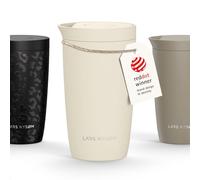 LARS NYSØM Mug Isotherme à Emporter 350 ml | Travel Mug avec Isolation | Couvercle à Pression Rapide | Gobelet Isotherme en Acier Inoxydable Anti-Fuite pour Café et Thé (Almond Beige, 380ml)