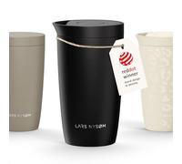LARS NYSØM Mug Isotherme à Emporter 350 ml | Travel Mug avec Isolation | Couvercle à Pression Rapide | Gobelet Isotherme en Acier Inoxydable Anti-Fuite pour Café et Thé (Carbon Black, 380ml)