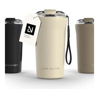LARS NYSØM Mug Isotherme Cafe 500ml - Tasse Thermique Étanchede de Voyage | Mug Isotherme Cafe to-go avec Sangle et Couvercle en Tritan - Chaude 4h et Froide 8h - Tasse de Voyage en Acier Inoxydable