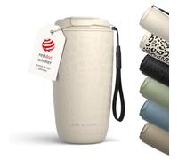 LARS NYSØM Mug Isotherme Cafe avec sangle et couvercle en tritan 500ml | Tasse de voyage avec design à motif 0.5l avec isolation | Tasse thermique étanche en acier inox (Beige/Crocodile/Black)